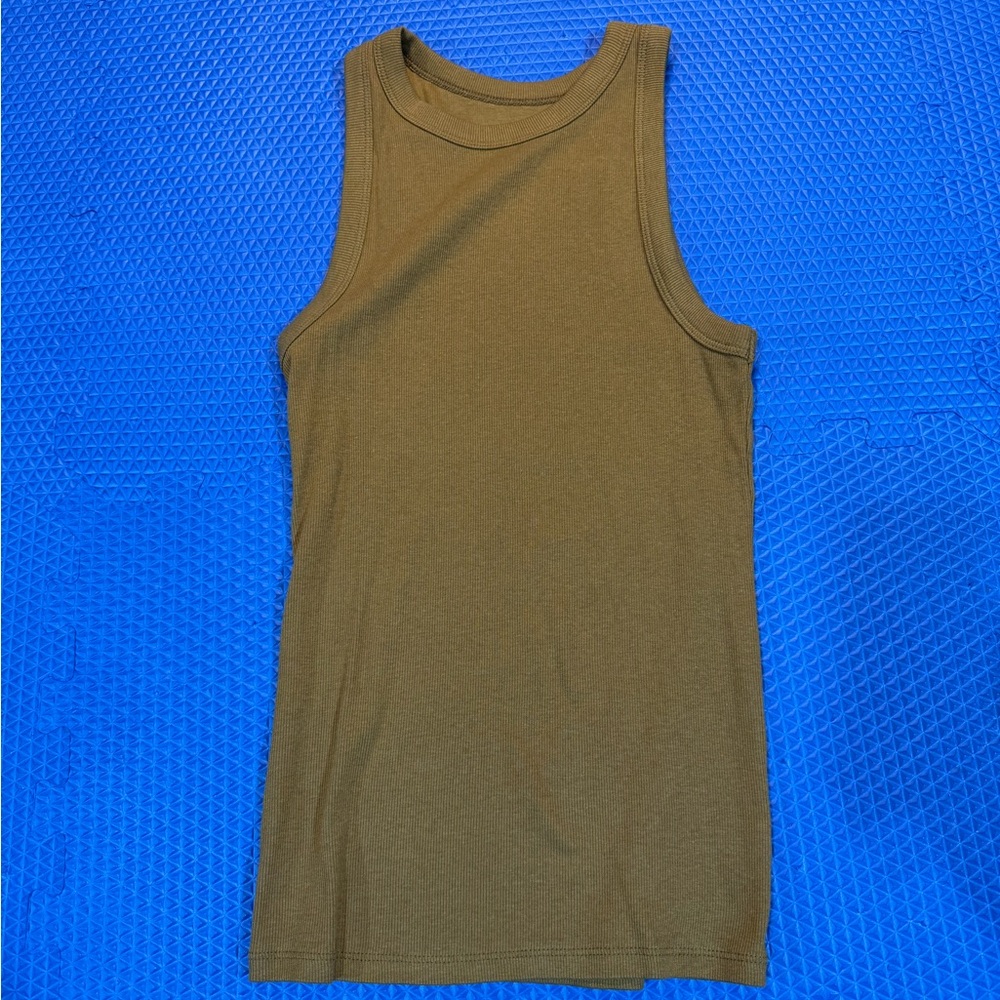 A New Day Olive Ribbed Tank Top